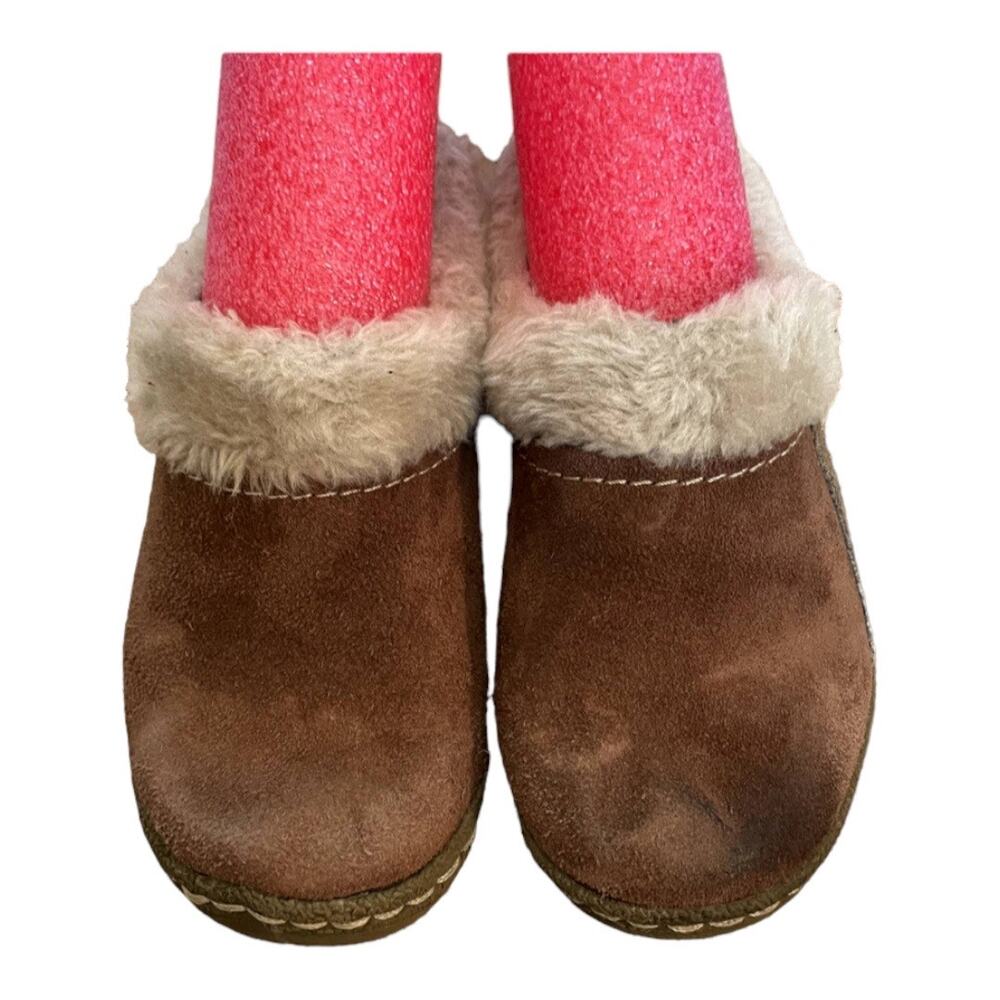 Bear Traps Size 5.5 Women's Leather Faux Fur Clog Slip-On Shoes